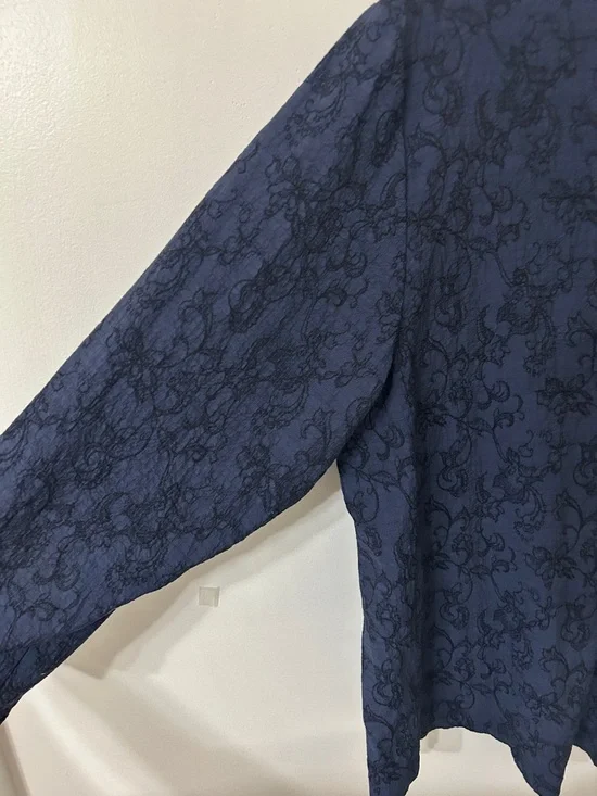 Habitat Shirt Women’s L Navy Floral Boho Lagenlook - Picture 8 of 16